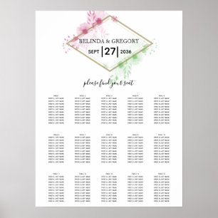 Poster Elégant Aquarelle Fleurs Mariage