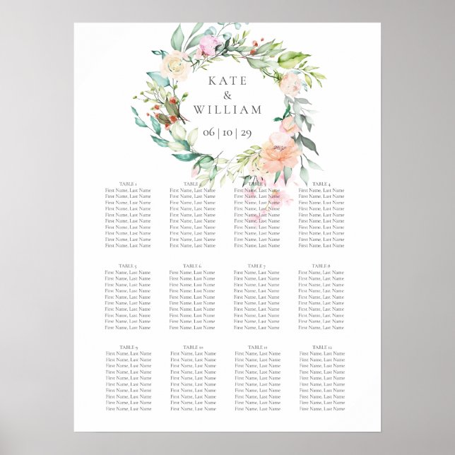 Poster Elégant Aquarelle Verdure Plan Floral Siège (Devant)