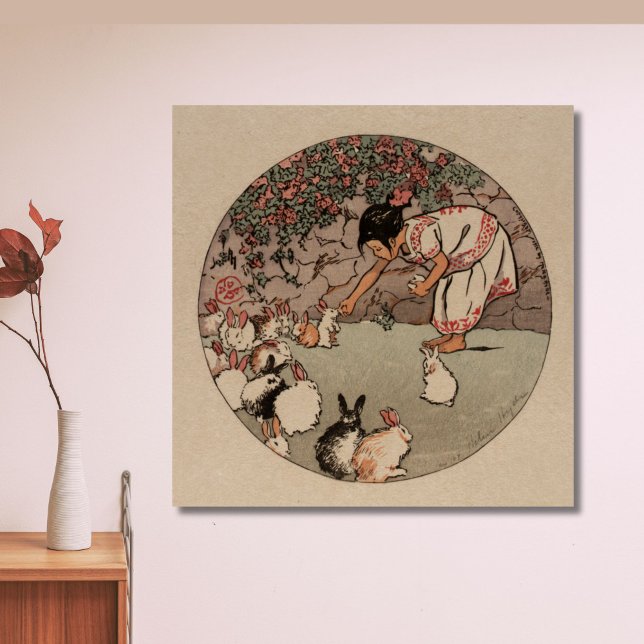 Poster Élégant Art Vintage Lapin Charme Cottagecore (Add cozy charm and elegance to your space with this vintage rabbit art poster)