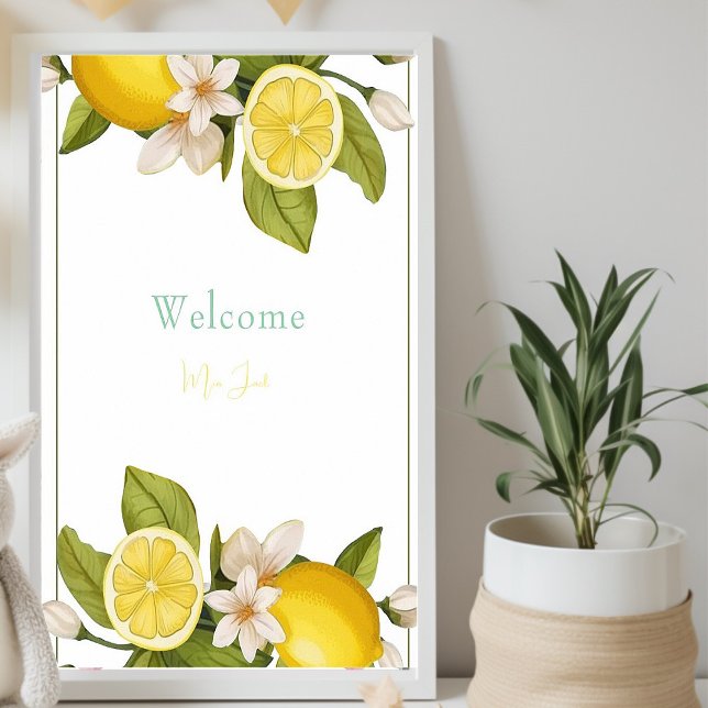 Poster Élégant Baby shower au citron (Créateur téléchargé)