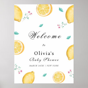 Poster Élégant Baby shower Citrus Été Bienvenue