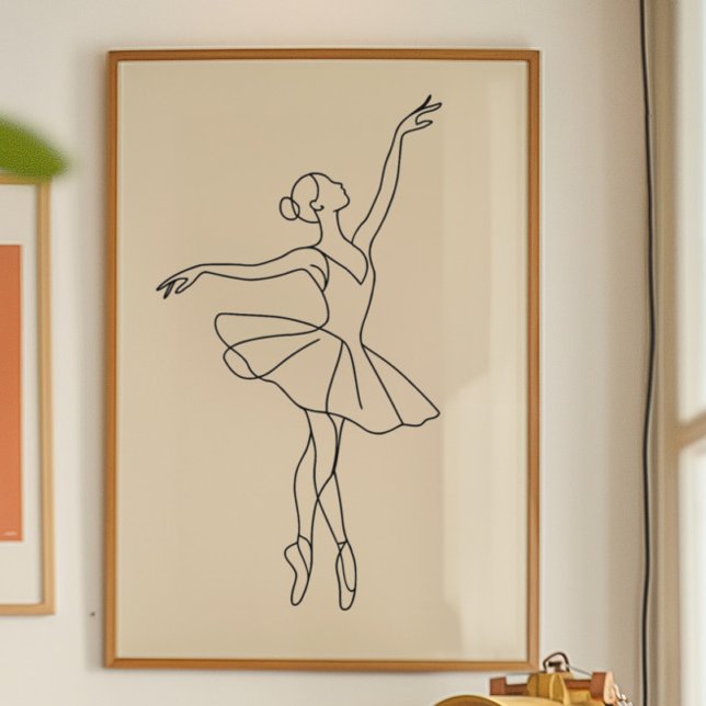 Poster Élégant Ballet Dancer Line Art Print, minimaliste (Minimalist art )