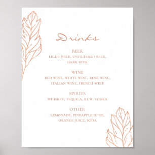 Poster Élégant bar à alcool mariage or. Boissons botaniqu