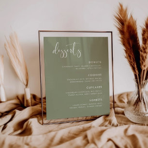 Poster Elégant bar moderne Sage Green Mariage Dessert