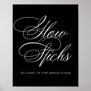 Poster Élégant bâtonnets de lueur Calligraphie blanche