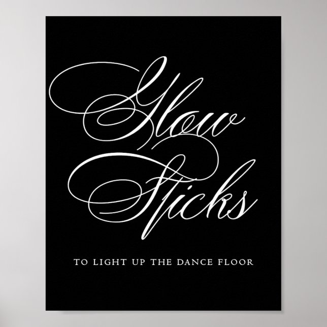 Poster Élégant bâtonnets de lueur Calligraphie blanche |  (Devant)
