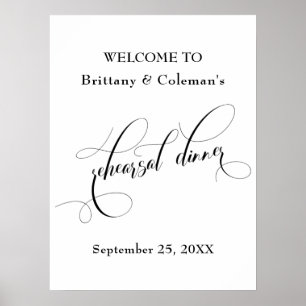 Poster Élégant Bienvenue au Dîner de répétition