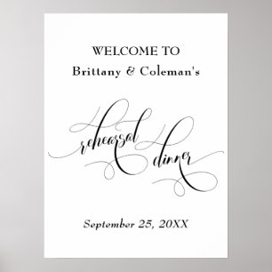 Poster Élégant Bienvenue au Dîner de répétition