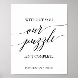 Poster Elegant Black Calligraphy Puzzle Guestbook Sign