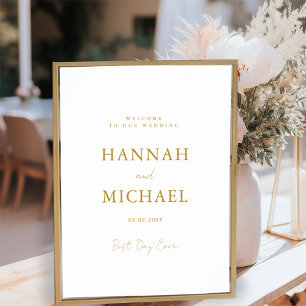 Poster Élégant, blanc, accueil Mariage minimal