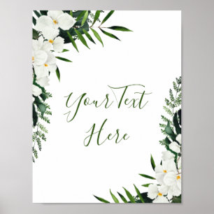 Poster Élégant blanc Orchidées Bohème Floral Panneau pers