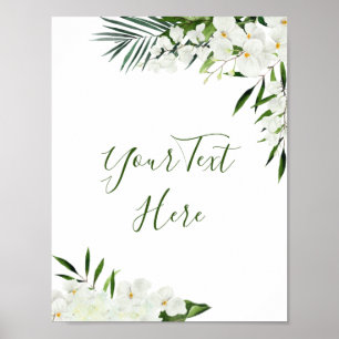 Poster Élégant blanc Orchidées Bohème Floral Panneau pers