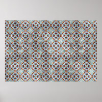 Elégant bleu Brown Mosaic Motif Kaleidoscope