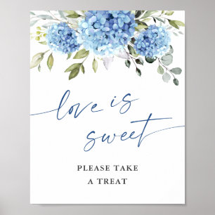 Poster Elégant bleu Hydrangea L'amour est Mariage doux