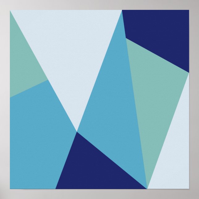 Poster Elégant bleu marine géométrique et vert mer pastel (Devant)