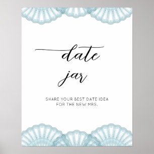 Poster Elegant Blue Shell date les idées de nuit. Date ja