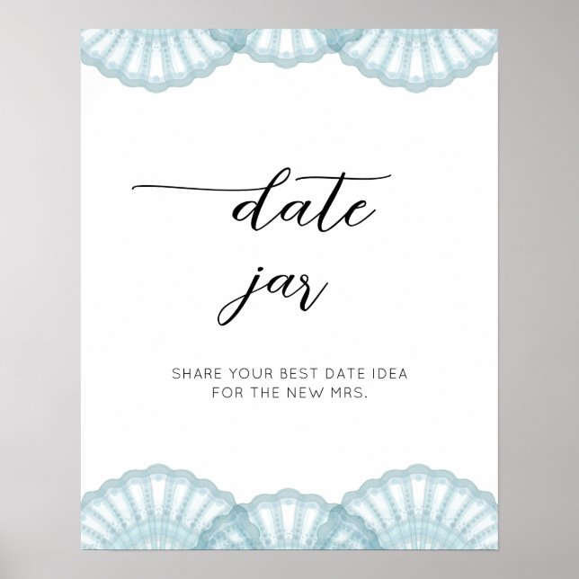 Poster Elegant Blue Shell date les idées de nuit. Date ja (Devant)
