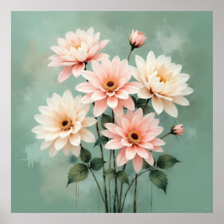 Poster Elegant Blush Chrysanthemum Art