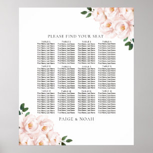 Poster Elégant Blush Floral Tables Siège Graphique Mariag