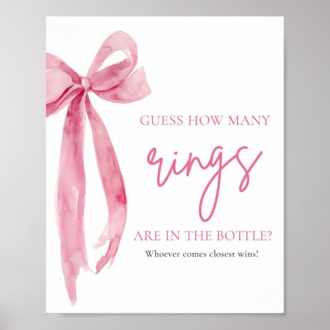 Poster Elégant Blush Pink Bow Devine Combien De Bagues Je (Devant)