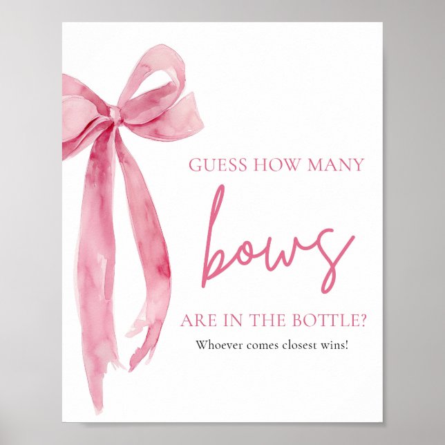 Poster Elégant Blush Pink Bow Devine Combien De Bows Jeu (Devant)