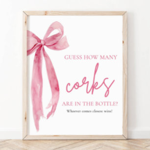 Poster Elégant Blush Pink Bow Devine Combien De Corks Jeu