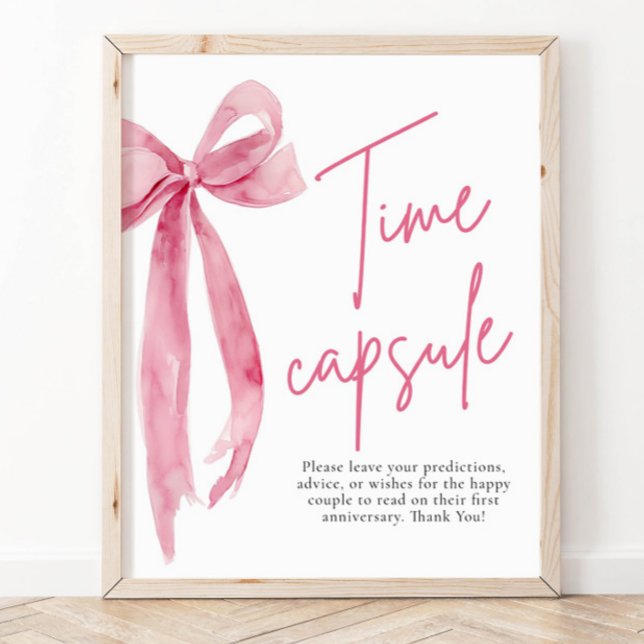 Poster Élégant Blush Pink Bow Temps Capsule Jeu Signe (Créateur téléchargé)