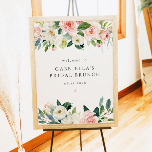Poster Elégant Blush rose Floral Brunch de la nuptiale Bi (Créateur téléchargé)