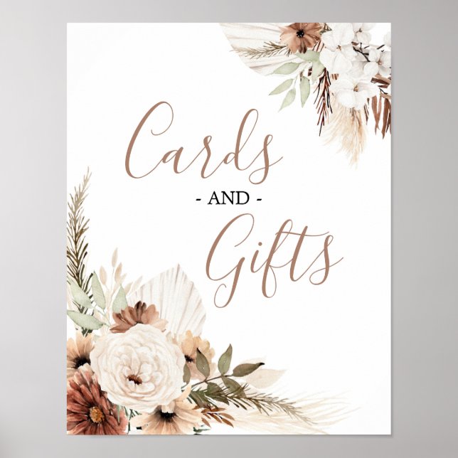 Poster Elégant Boho Beige Pampas Grass Cartes & Cadeaux (Devant)