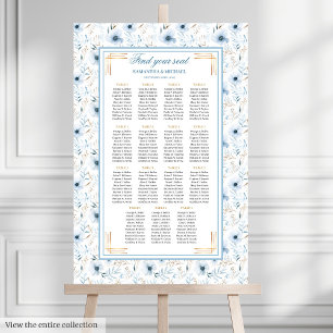 Poster Elégant Boho Dusty Blue Gold Parties scintillant d