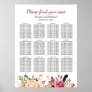 Poster Élégant Boho Rustique Mariage floral graphique