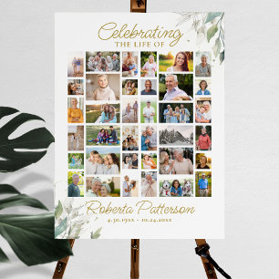 Poster Élégant Botanique Photo Collage Funéraire Accueil