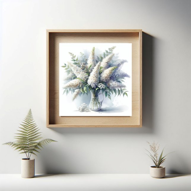 Poster Élégant bouddleia blanc bouquet floral Motif d'art (Créateur téléchargé)