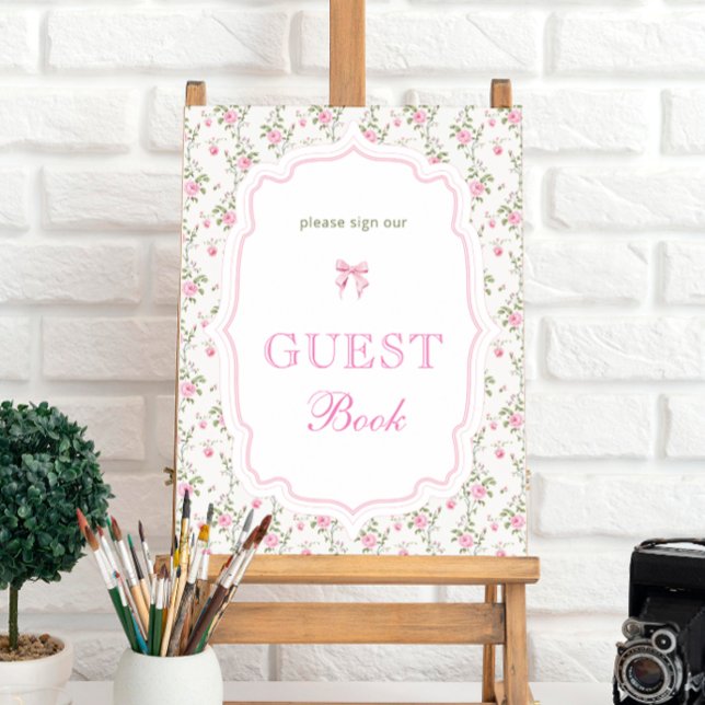 Poster Élégant Bow rose Love Shack Baby shower livre d'hô (Créateur téléchargé)