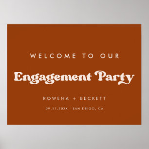Poster Elégant Burnt Orange Engagement bienvenue