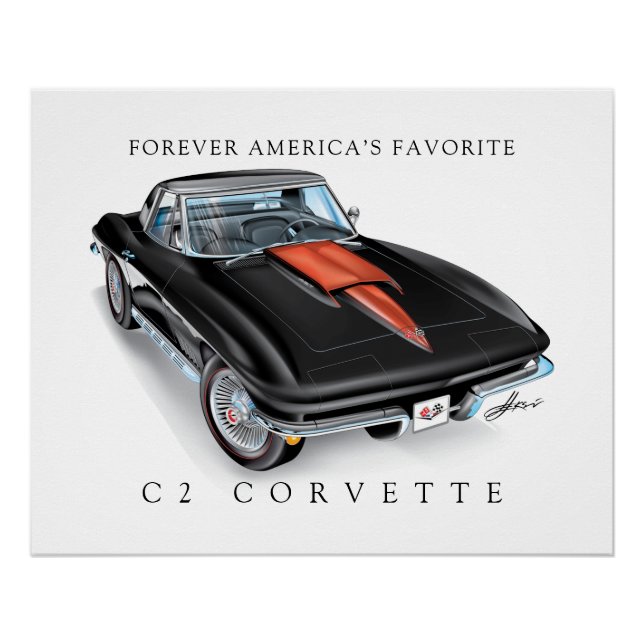 POSTER ÉLÉGANT C-2 VETTE ILLUSTRATION (Devant)