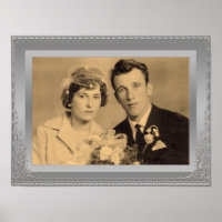 Elégant cadre de bordure argent personnalisé poste