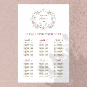 Poster Élégant cadre floral Baptême de siège graphique