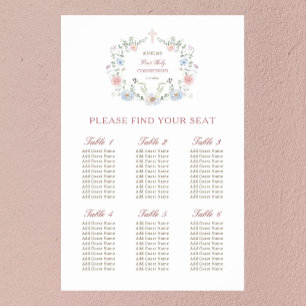 Poster Élégant cadre floral Premier plan Communion
