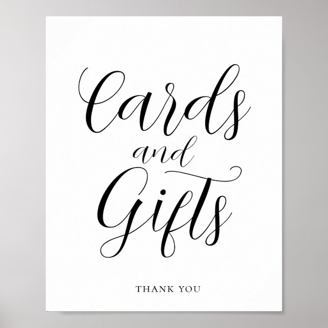 Poster Élégant Calligraphie Cartes & Cadeaux Signal (Devant)