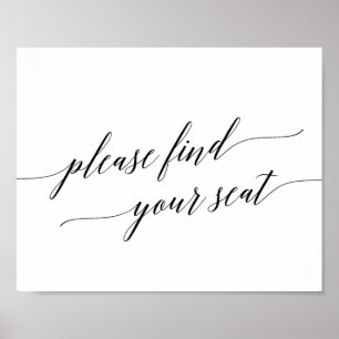 Poster Elegant Calligraphy Please Find Your Seat Sign