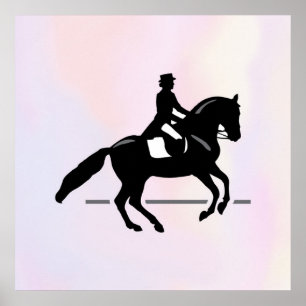Poster Elégant cavalier de Dressage sur un Arrière - plan