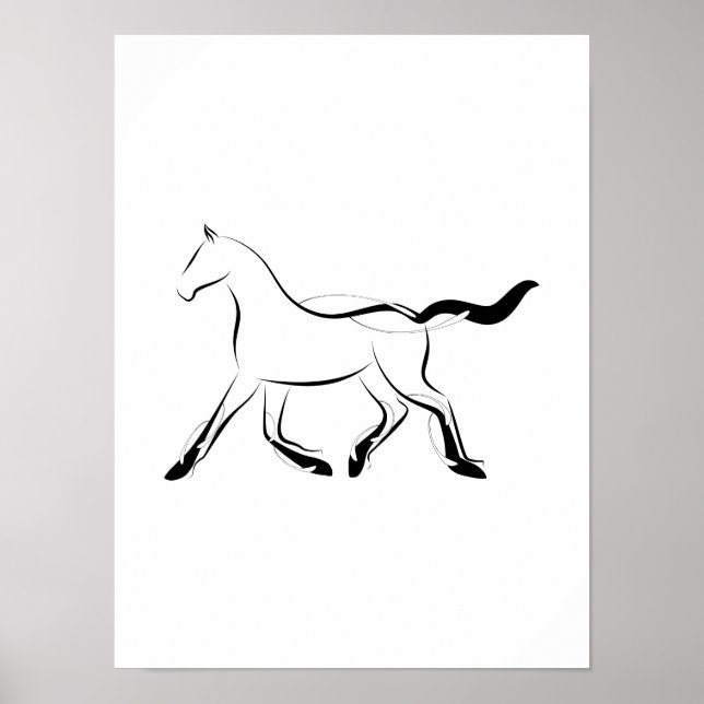 Poster Élégant cheval en couleur noire (Devant)