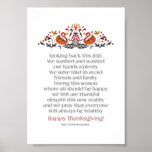 Poster Élégant Chic Botanical Thanksgiving Poem