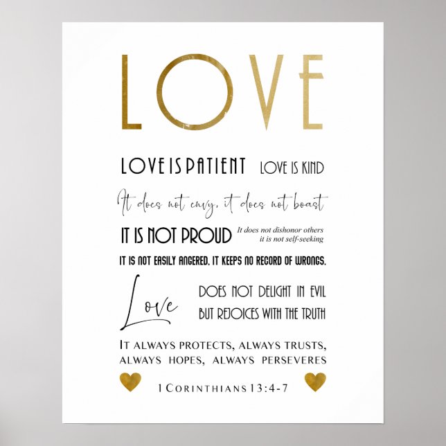 Poster Élégant Chic Christian Love Bible Verse Typographi (Devant)