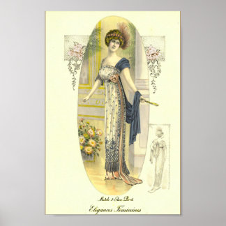 Poster Élégant Chic Edwardian Plaque de mode française