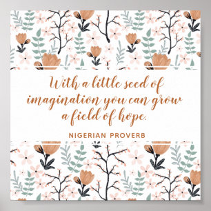Poster Elégant Citation Peach Hope Floral Inspirational A