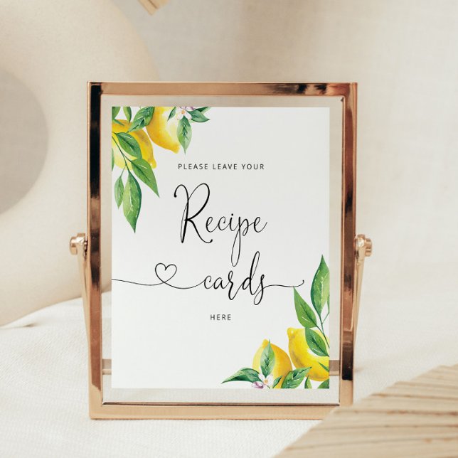 Poster Élégant citron laissez votre carte de recette ici (Créateur téléchargé)