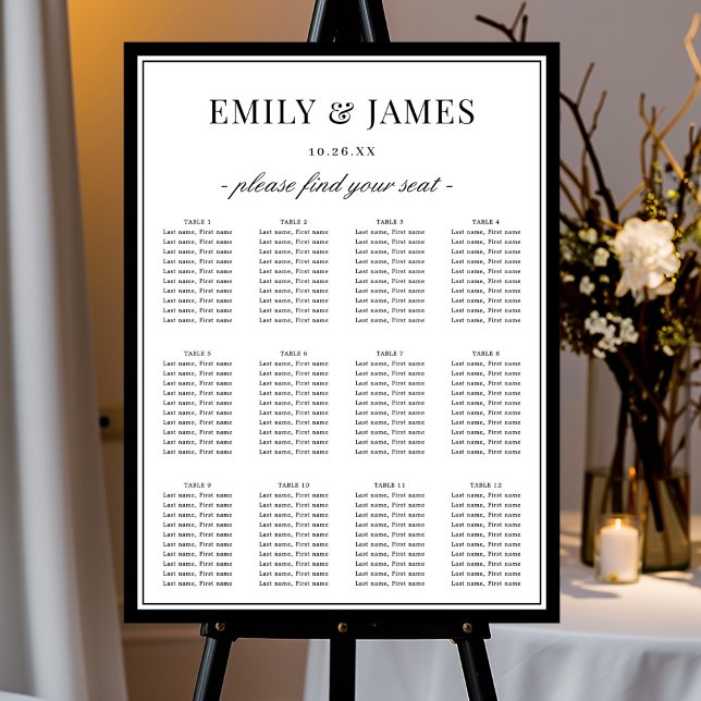 Poster Elegant Classic Border Wedding Seating Chart (Créateur téléchargé)