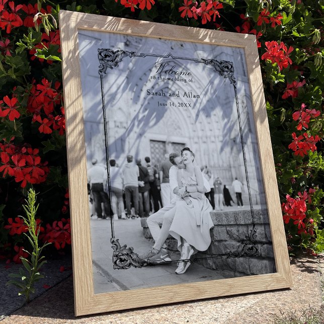 Poster Elégant classique Rococo Floral Bienvenue (Créateur téléchargé)